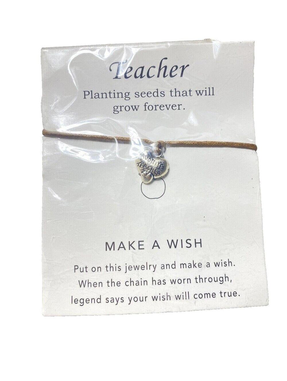 Favourite Teacher Inspirational Charm Bracelet Gift Brand New Make-A-Wish Jewelr